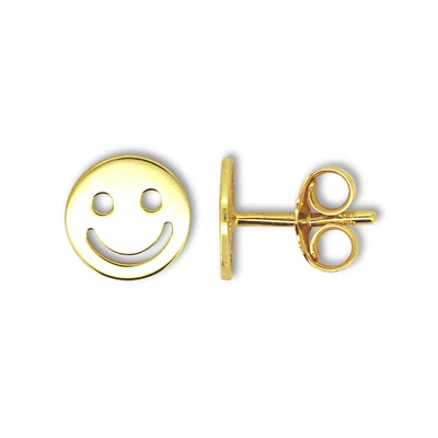 Smiley fülbevaló bedugós zárszerkezettel (Sárga  - 1.2 gr) - 1033S