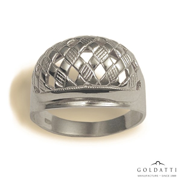 Áttört rácsos mintás Női gyűrű (Fehér  - 6.5 gr) - 039F