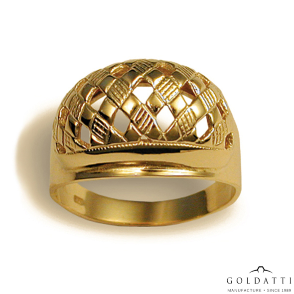 Áttört rácsos mintás Női gyűrű (Sárga  - 6.5 gr) - 039S