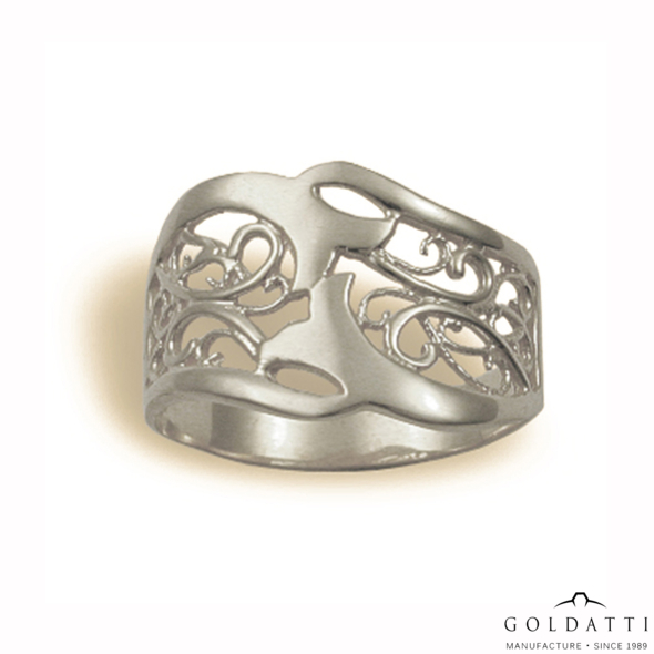 Áttört filigrán-mintás Női gyűrű (Fehér - 4.2 gr) - 042F