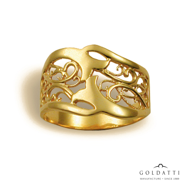 Áttört filigrán-mintás Női gyűrű (Sárga - 4.2 gr) - 042S