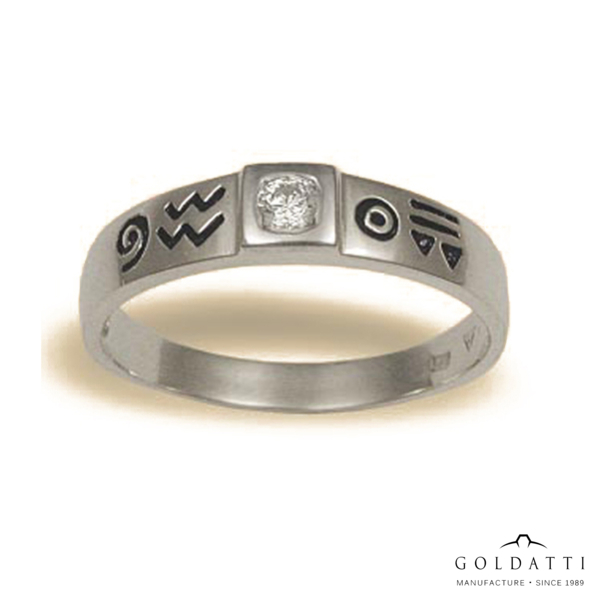 Zománcozott, köves Női gyűrű (Fehér  - 3.2 gr) - 224F