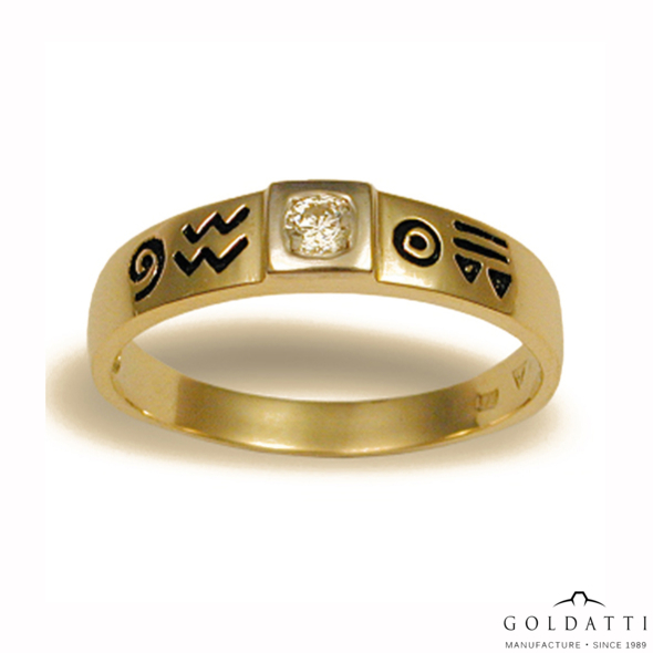 Zománcozott, köves Női gyűrű (Sárga  - 3.2 gr) - 224S