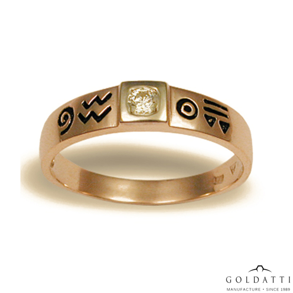 Zománcozott, köves Női gyűrű (Vörös  - 3.2 gr) - 224V