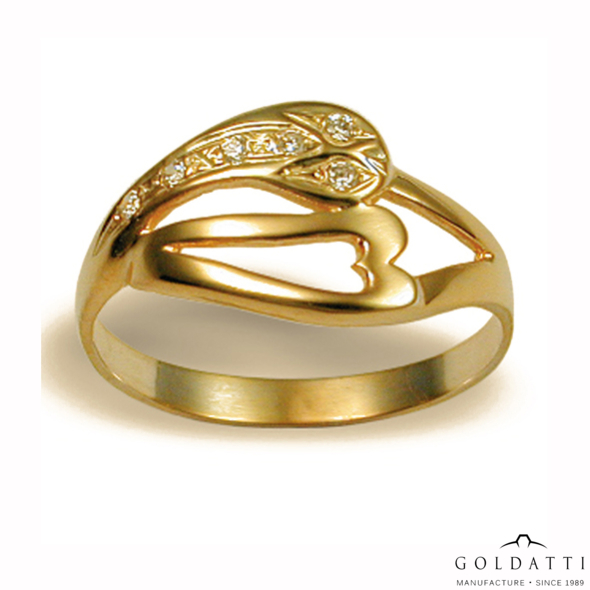 Kígyó-mintájú köves Női gyűrű (Sárga - 3.1 gr) - 278S