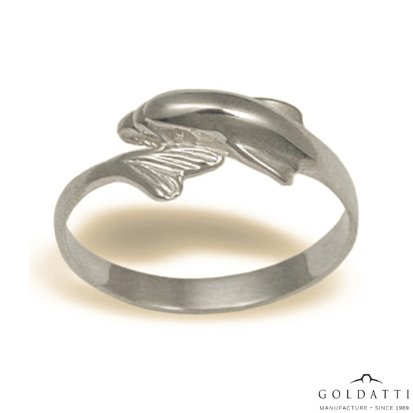Delfin-mintájú gyűrű (Fehér - 2.2 gr) - 280F