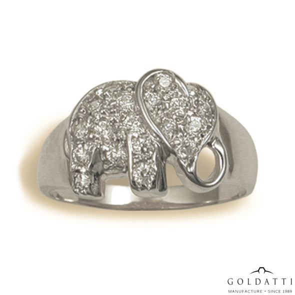 Elefántos Női gyűrű (Fehér  - 3.8 gr) - 281F