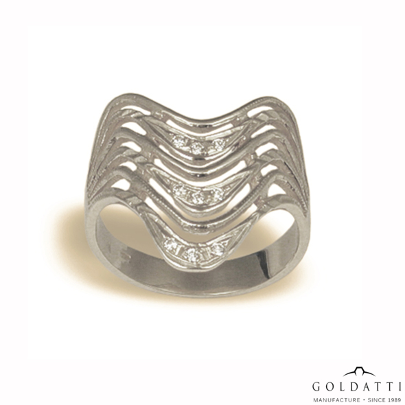 Áttört mintás Női gyűrű (Fehér  - 4 gr) - 456F