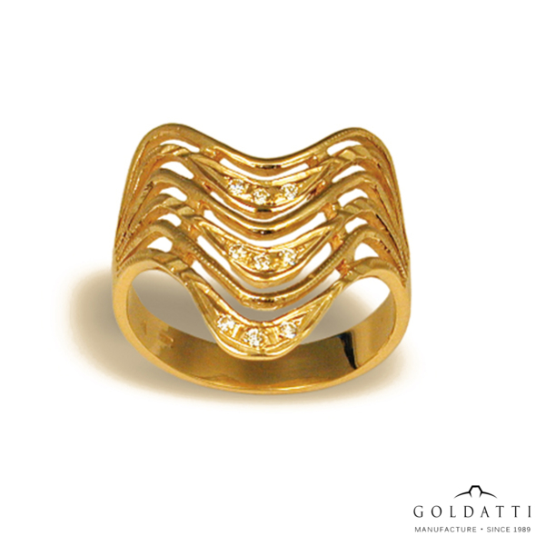 Áttört mintás Női gyűrű (Sárga  - 4 gr) - 456S