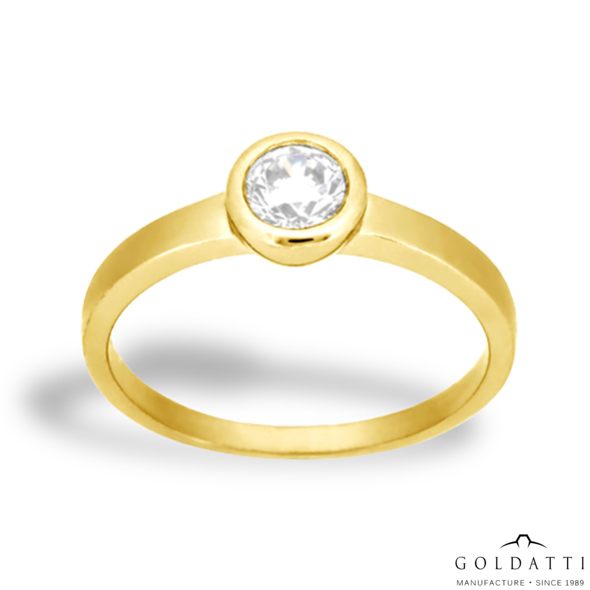 Köves női gyűrű tokos fogalattal (Sárga  - 3.2 gr) - 1004S