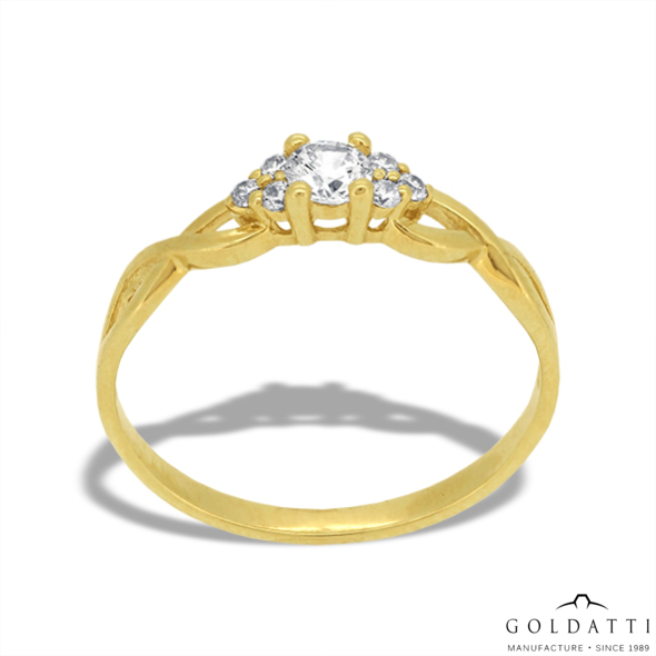 Többköves női gyűrű áttört végtelen mintával (Sárga  - 1.7 gr) - 1009S