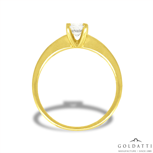 Női szoliter gyűrű szögletes karmokkal (Sárga  - 2.2 gr) - 1011S